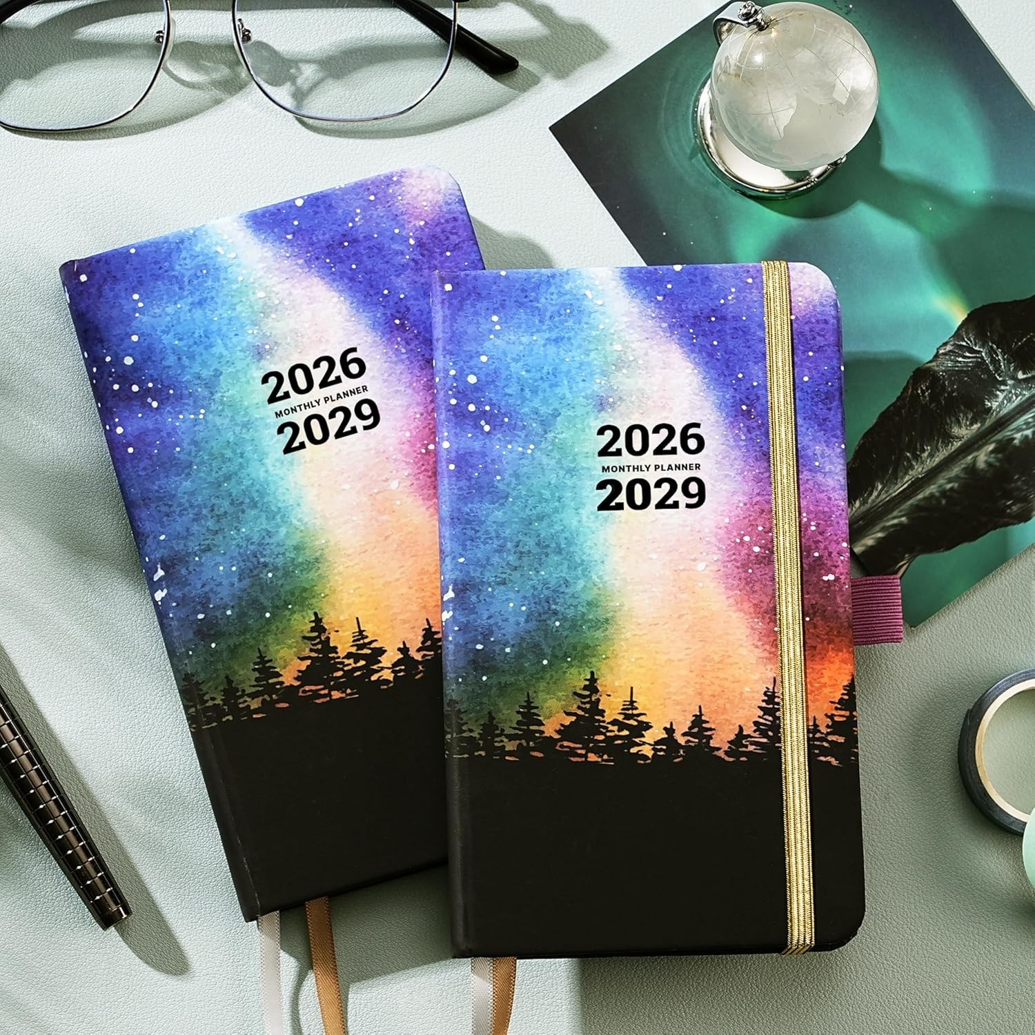 Portable 36- Planner 2026-2029: Inner Pocket & Pen Holder Included