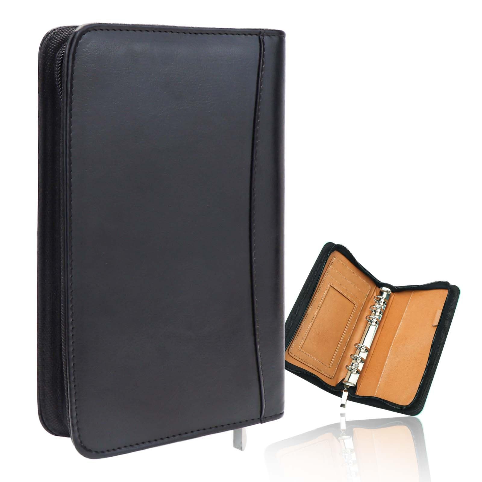 Black A6 Budget Binder Zipper PU Leather Binders Cover A6,