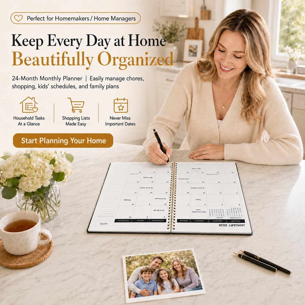 Monthly Calendar Planner 2026-2027,8.5″ X 11″ A4 (Jan 2026 – Dec 2027), Black