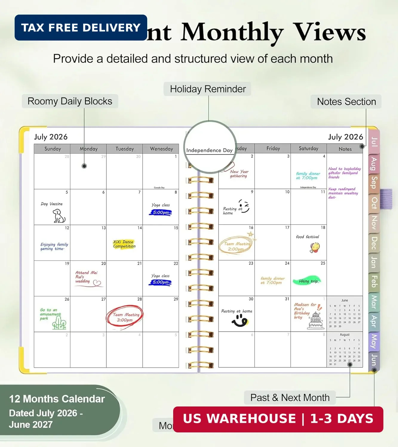 Academic Planner 2026-2027, Hardcover Weekly and Monthly Calendar Planner from J