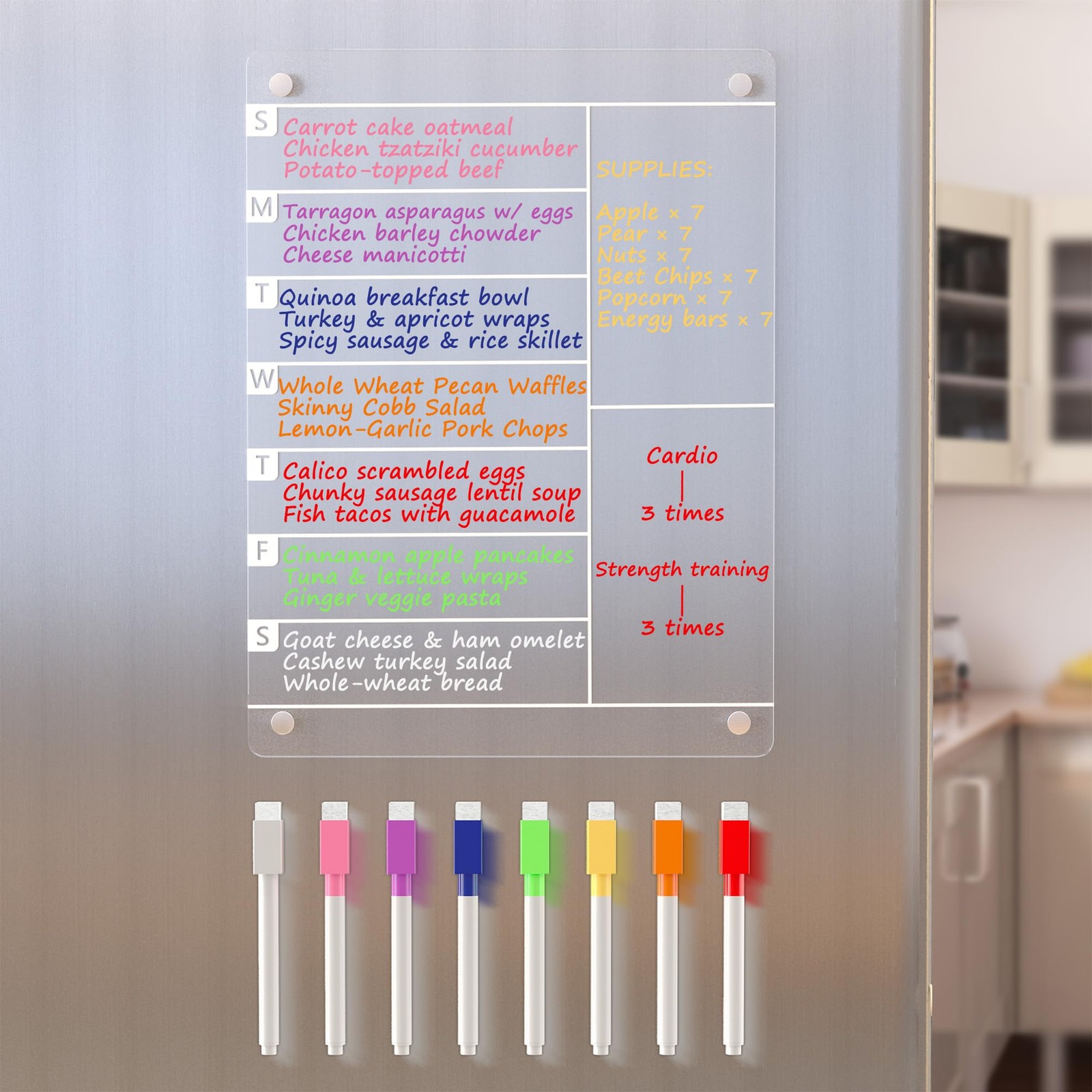 Neatsure Acrylic Magnetic Meal Planner Menu Board for Kitchen 12″x9″, Clear