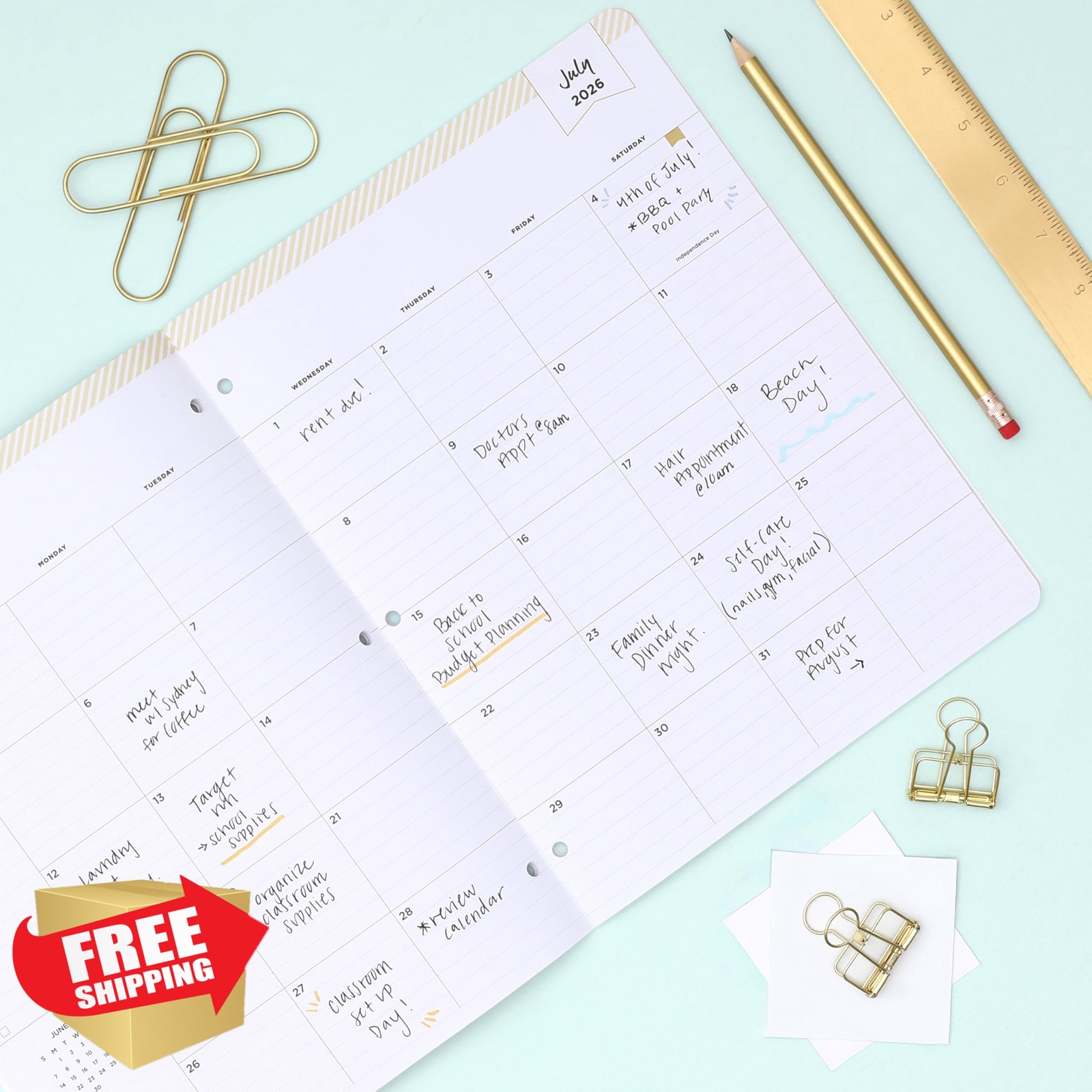 Blue Sky Swiss Dot Blush 8.5×11 Planner