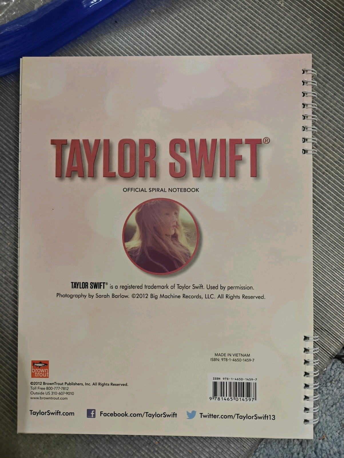 Taylor Swift RED Official Spiral Notebook, 2012 Edition (1 notebook ONLY)