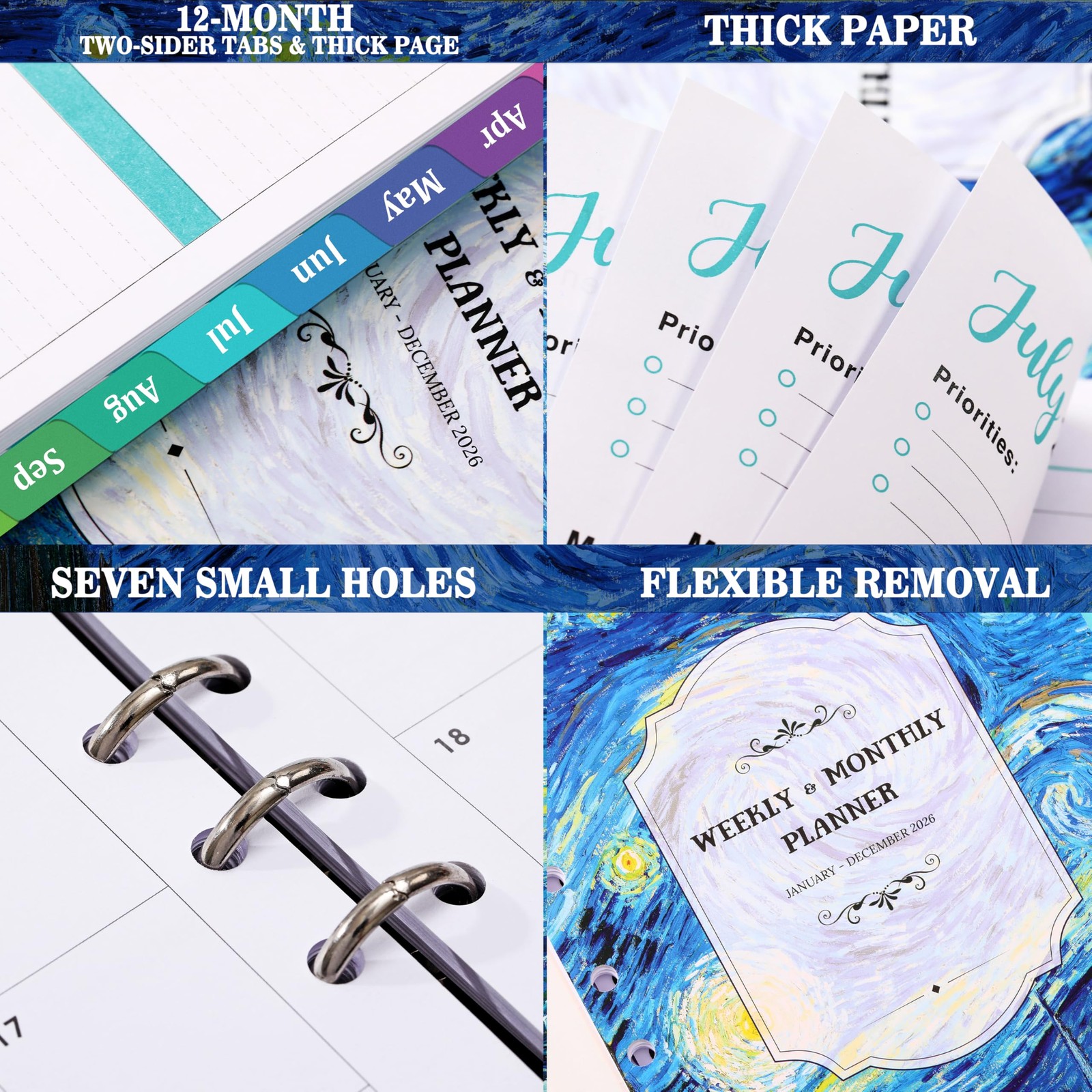 2026 Planner Refills – Jan. 2026 – Dec. 2026, 7 Holes, Planner Refills 2026, 5.5