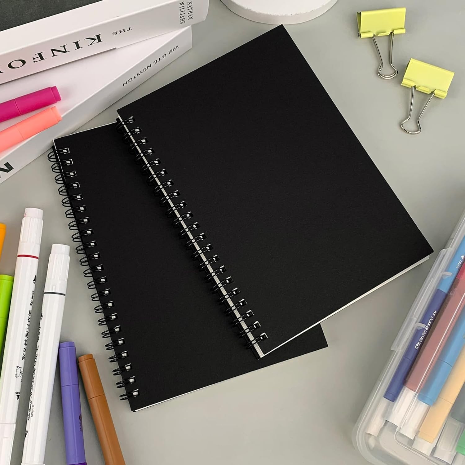 Blank Spiral Notebook, 2-Pack, Soft Cover, Sketch Book, 100 Pages / 50 Sheets, 7