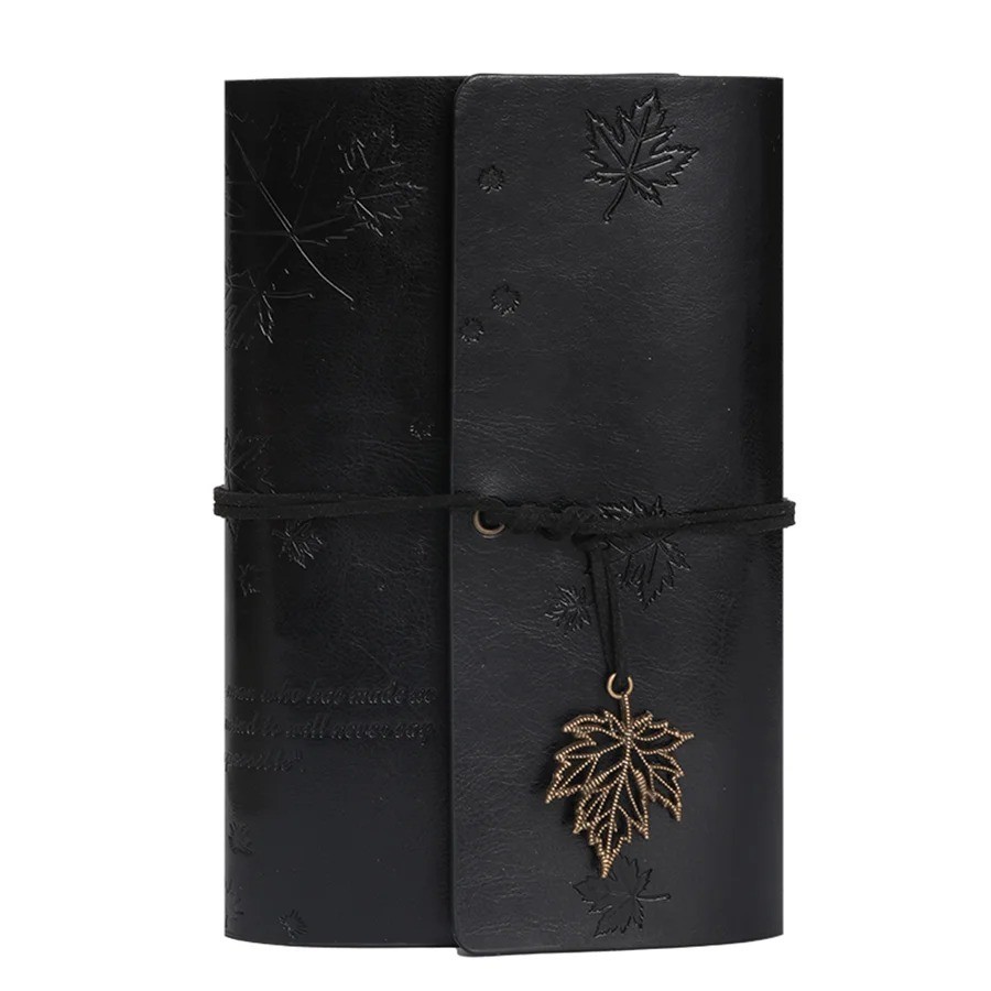 Vintage Spiral Ring Journal Leather Cover Kraft Paper Travel Diary Gift
