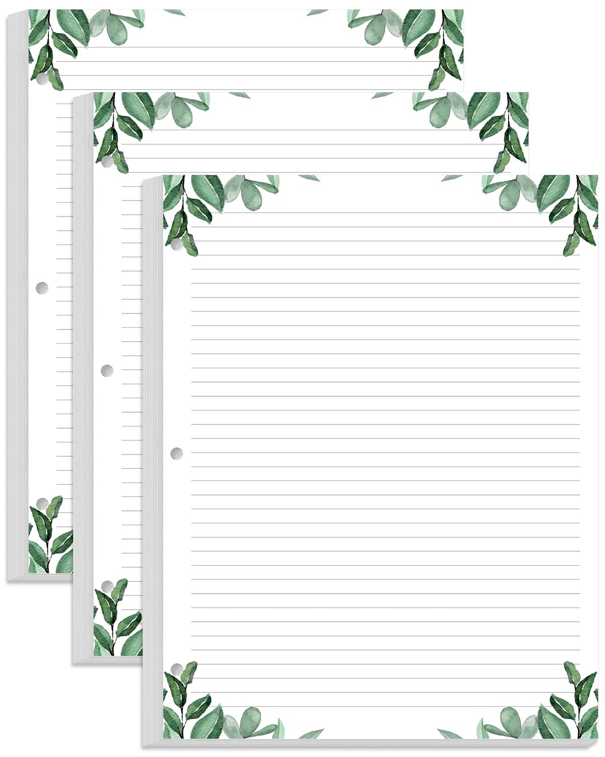 (3-Pack) Letter Size Lined Refill Paper, 3-Hole Punched 300 Sheets, White