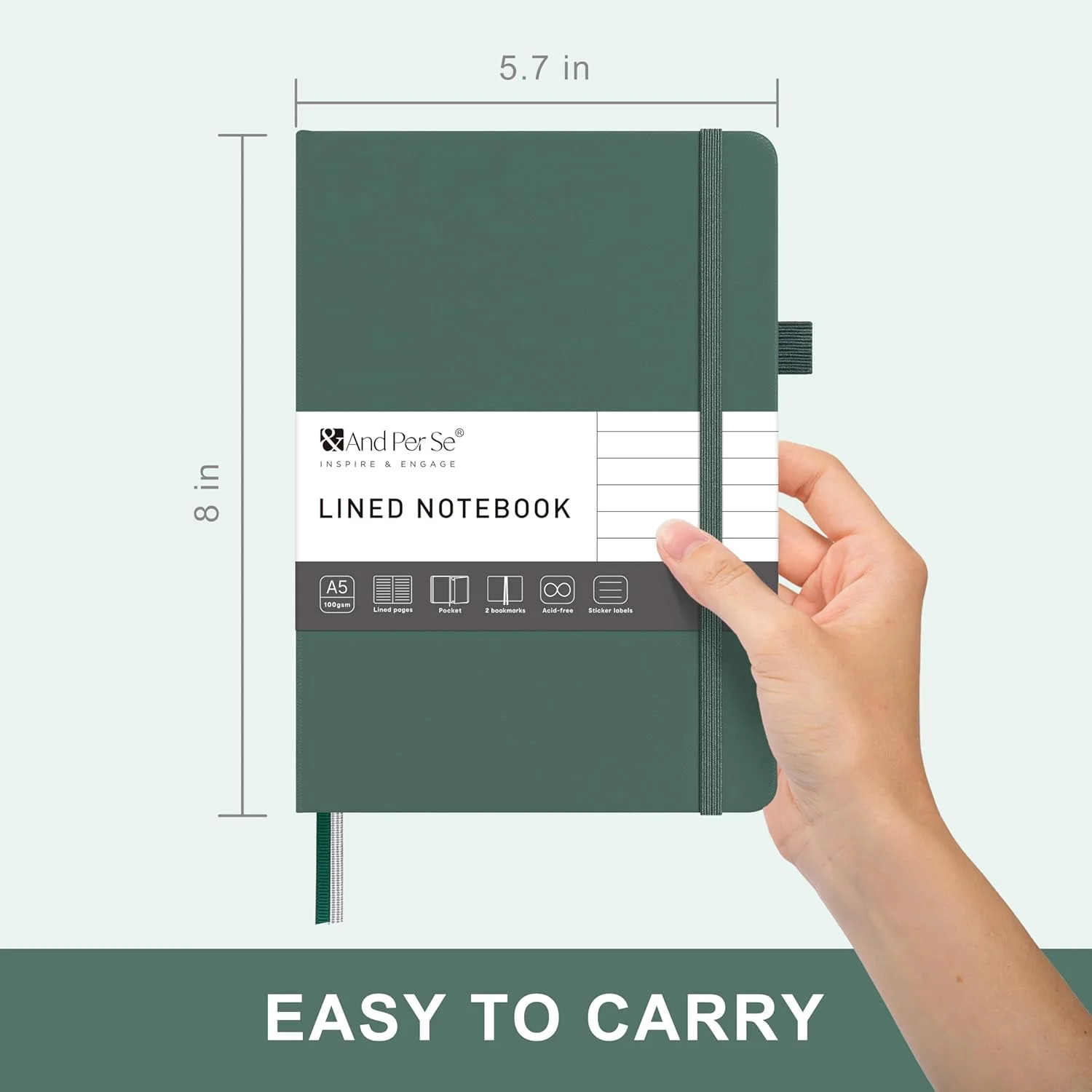 Lined Journal Notebook A5 Hardcover 160 Pages 100gsm Thick Paper College Ruled