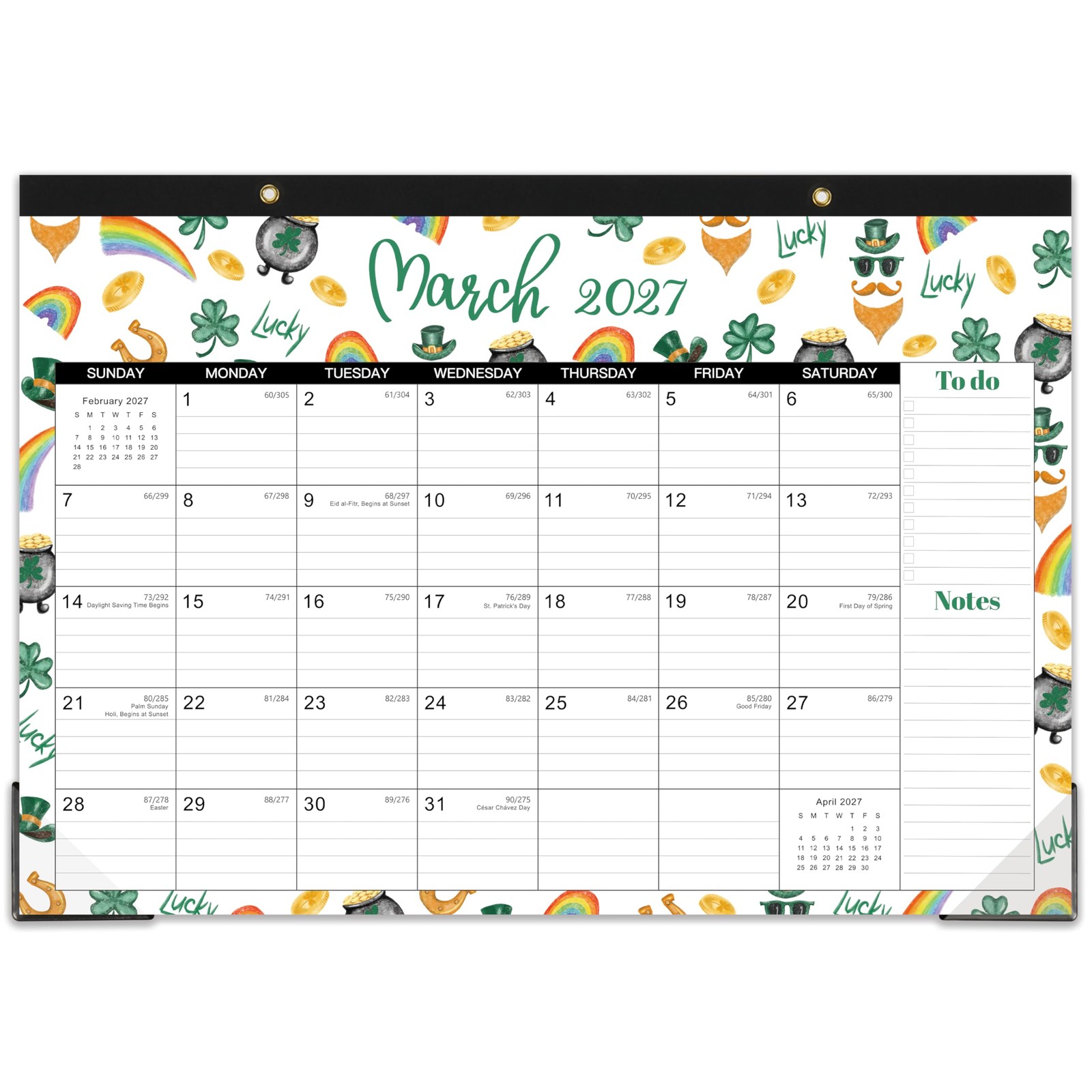 Desk Calendar 2026-2027 – July 2026 – December 2027, 17″ x 12″, Multicolored