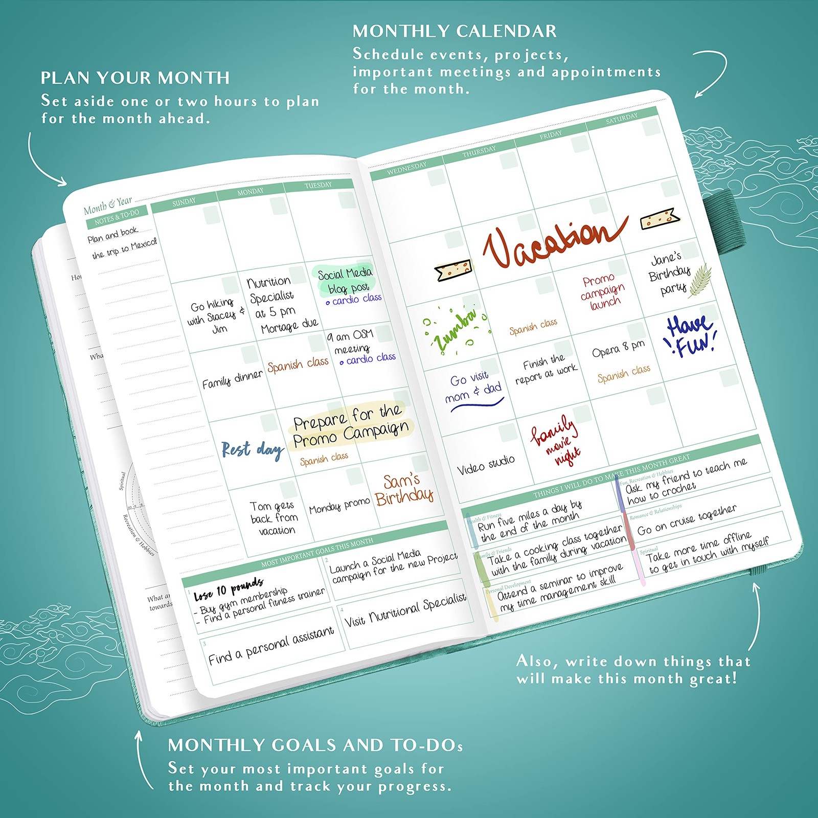 Legend Weekly Colorful Planner 2nd Edition – Undated Life & Work Agenda Journ…