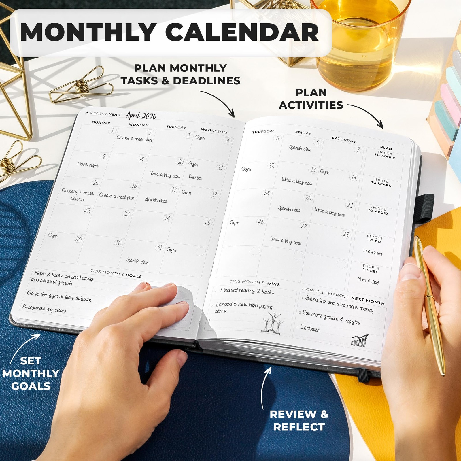 Clever Fox Planner Premium Edition – Undated A5 (5.8” x 8.3”), Silver Black