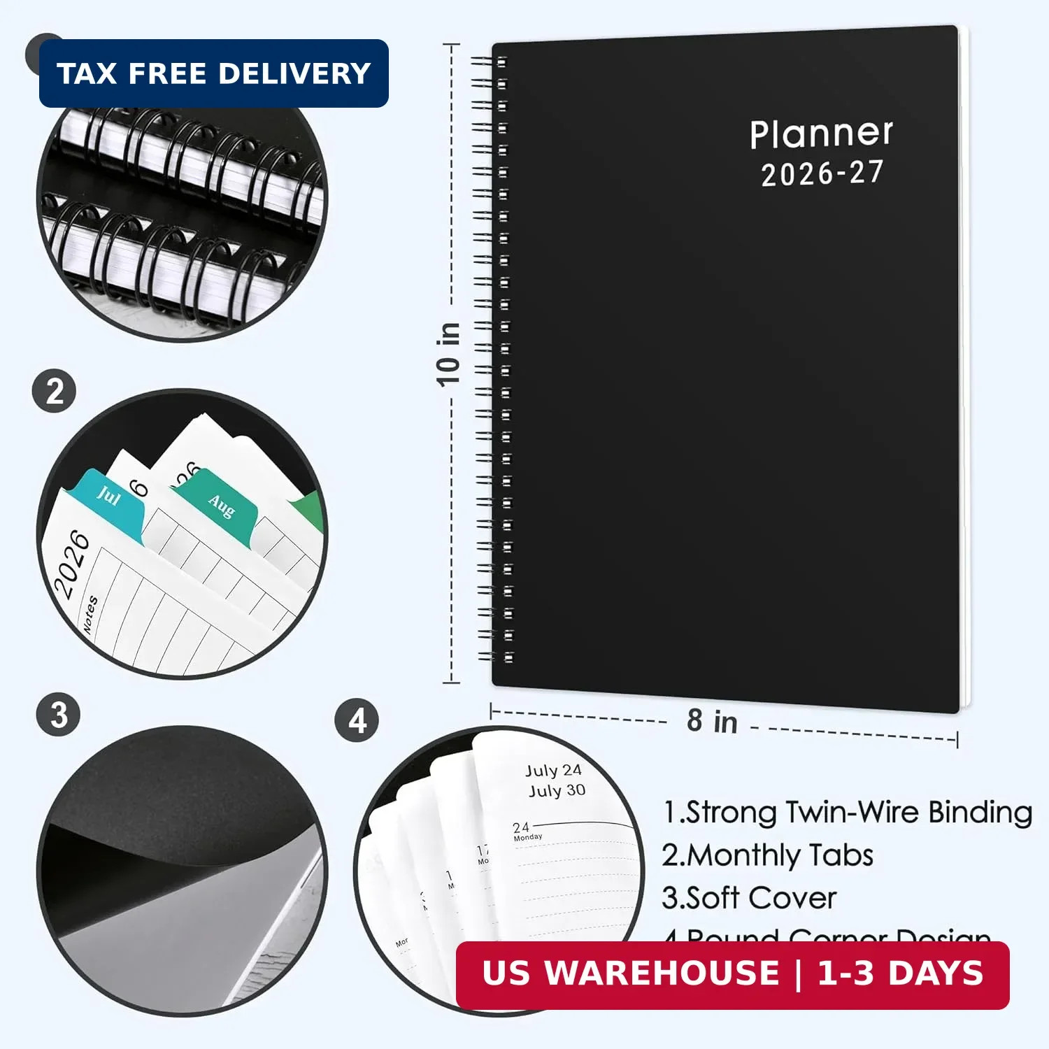 Planner 2026-2027 – 8” x 10”, JUL 2026 to JUN 2027, 2026-2027 Calendar, Weekly