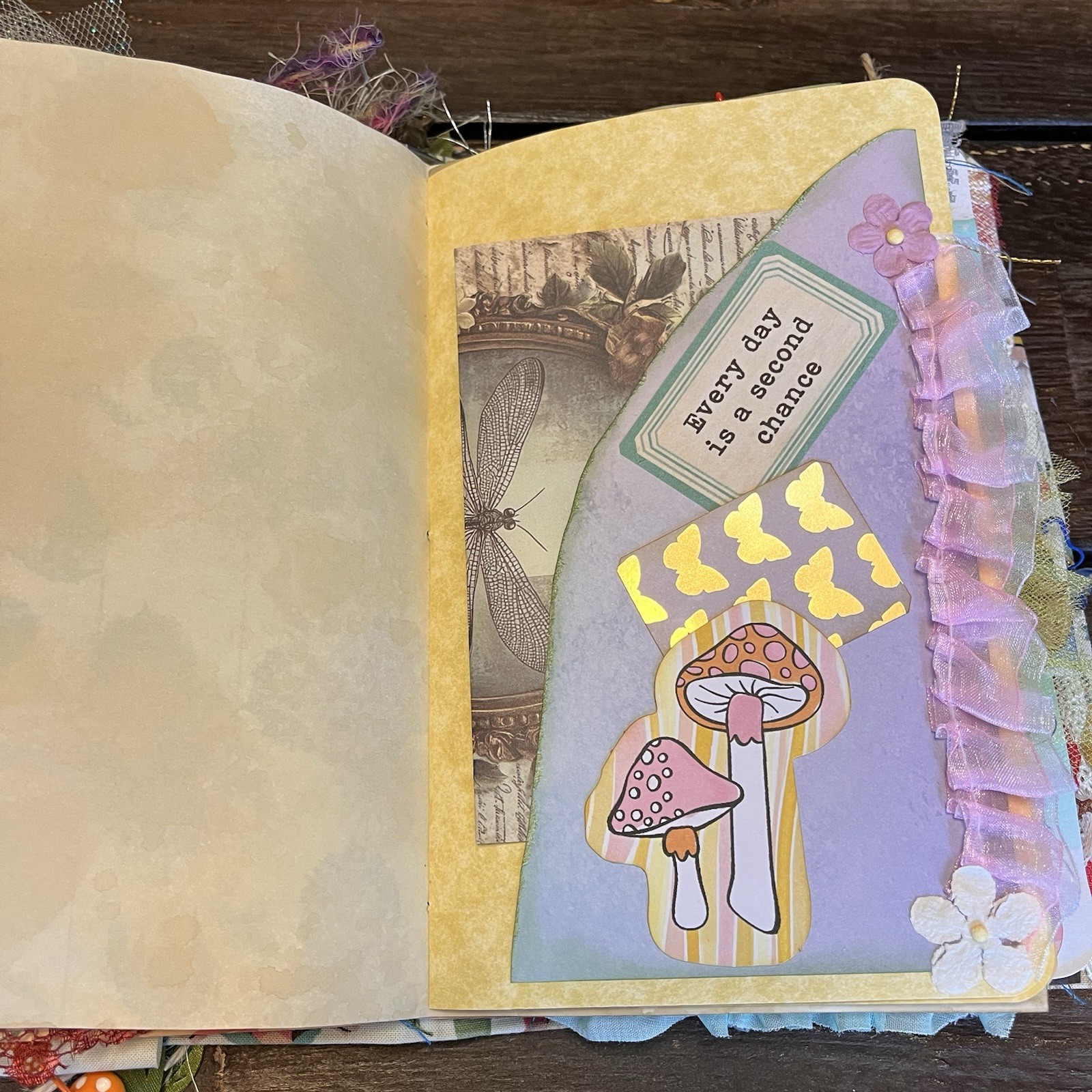 Gnome Sunflower Themed Junk Journal Woodland Nature Softcover 3 Signatures