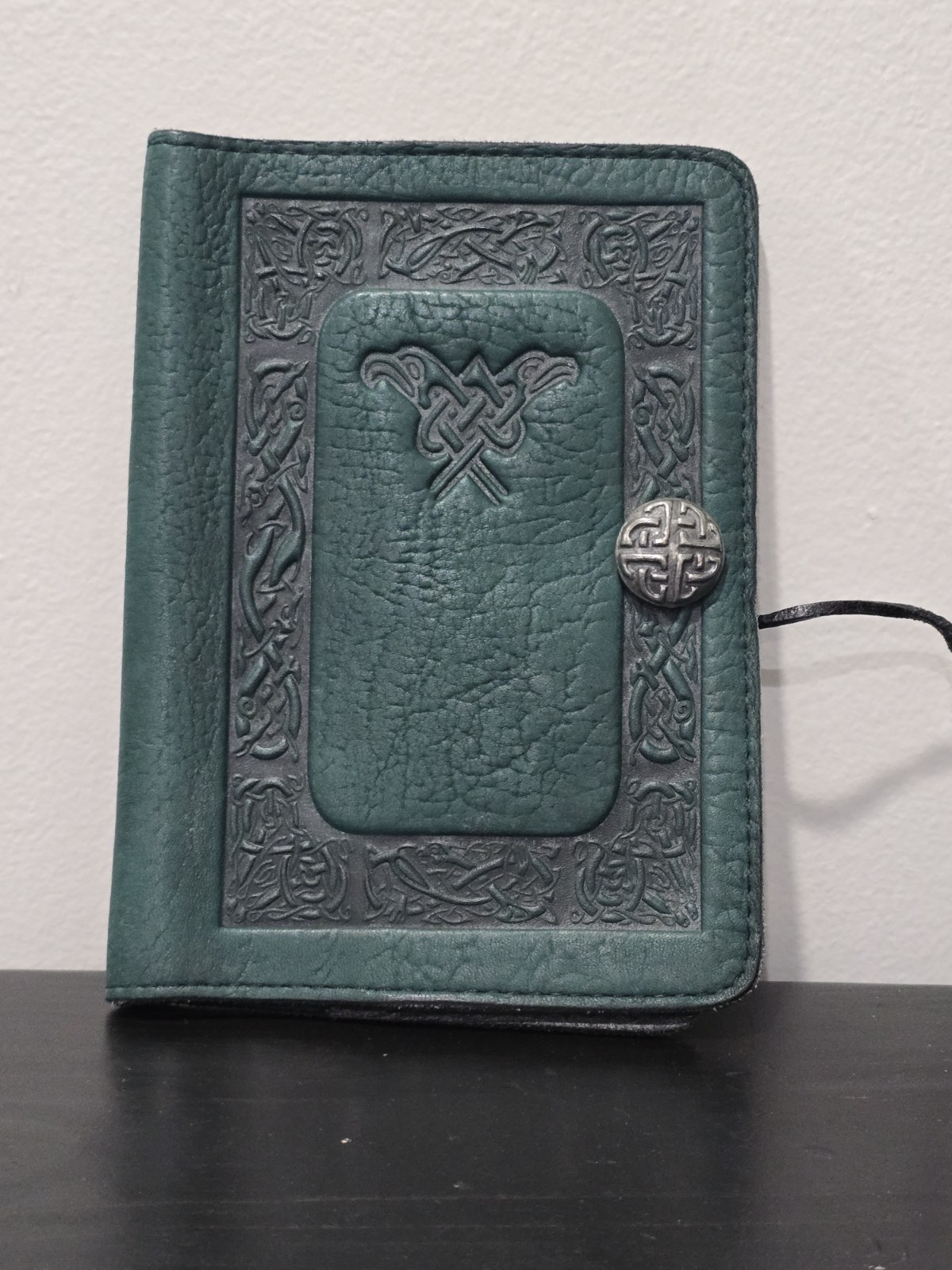 Oberon Leather Journal 5″ X 7″ Cover Celtic Motif Green