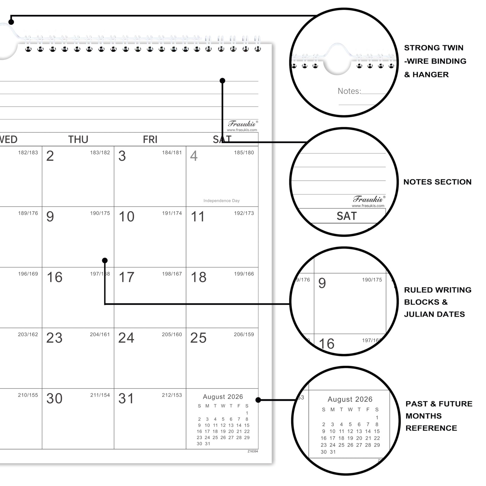 Calendar 2026-2027 – 18 Months Wall 14.8” x 11.5”（26-27 white ）, White