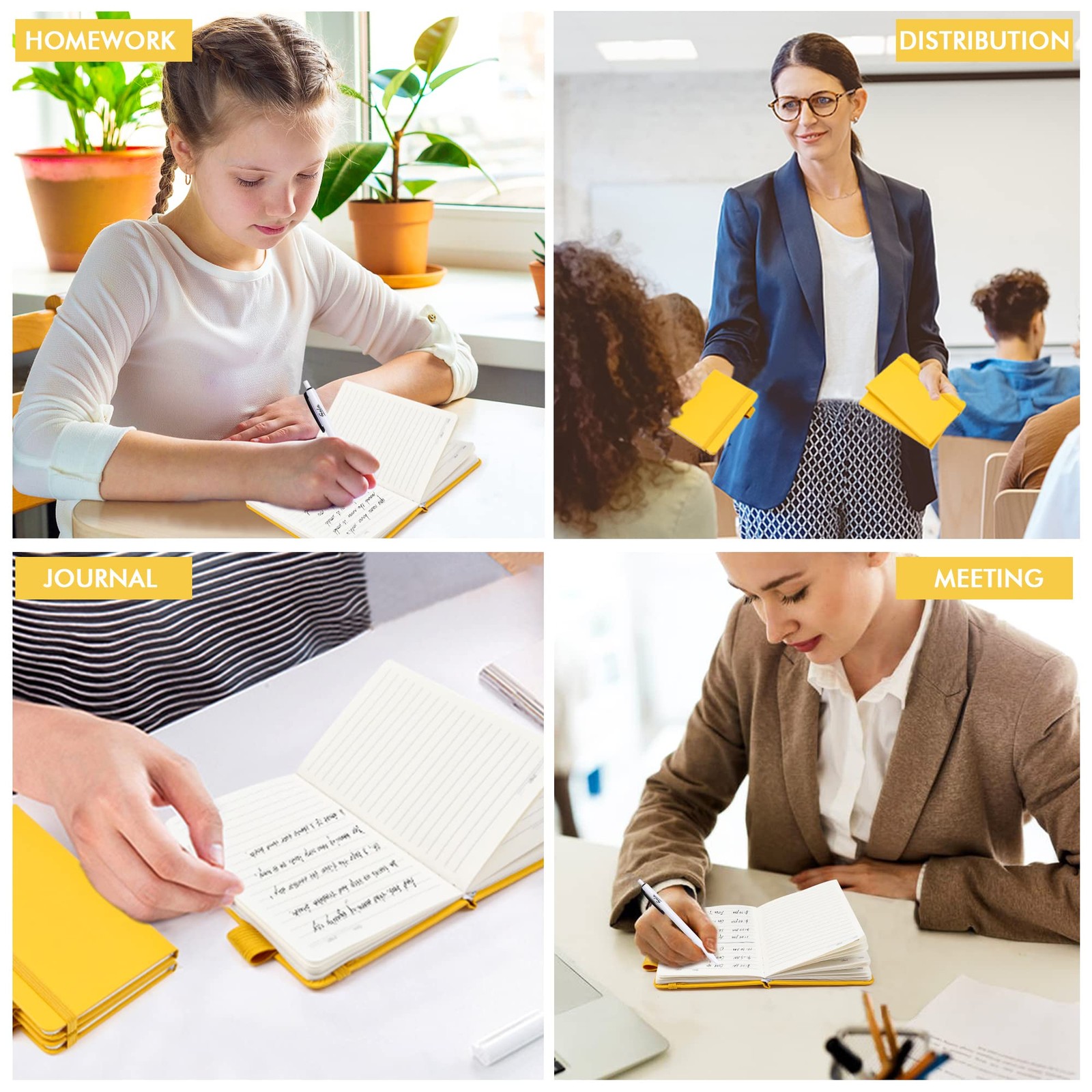 feela 3 Pack Pocket Notebook Journals with 3 Black Pens, A6 Mini 3 Yellow