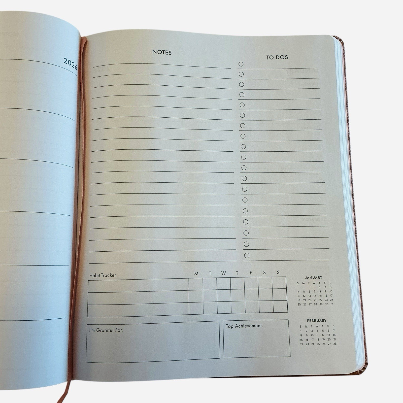 eccolo Monthly/Weekly 2026 Planner Terra Cotta Blush Pink w/marker 8″ X 10″