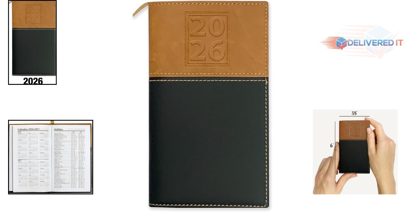 Pocket Calendar Faux Leather 3.5×6 Weekly Planner Organizer with Notepad