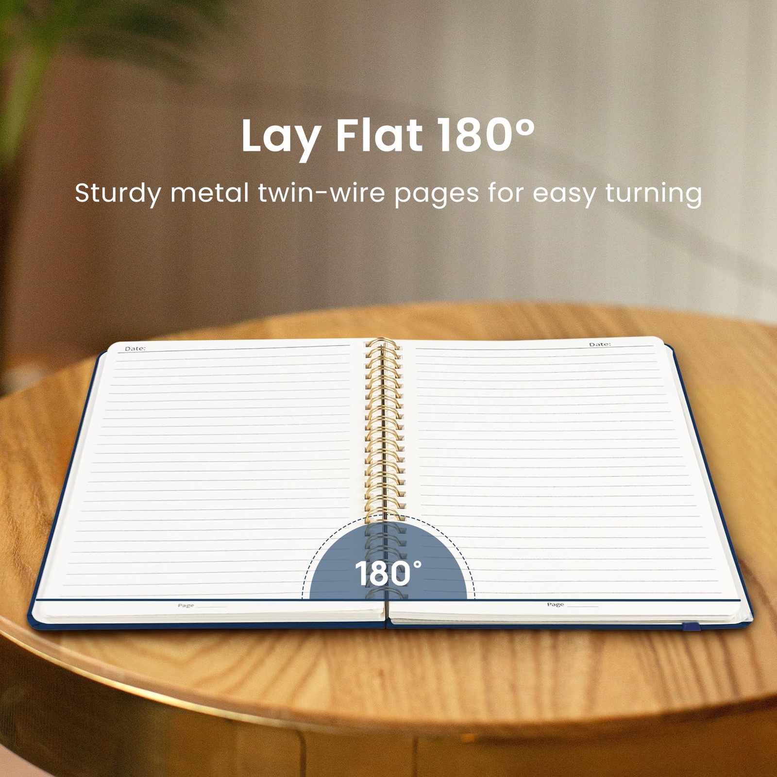 Taja Lined Spiral Journal Notebook for Women & Men, 140 Pages, A5, I-Navy