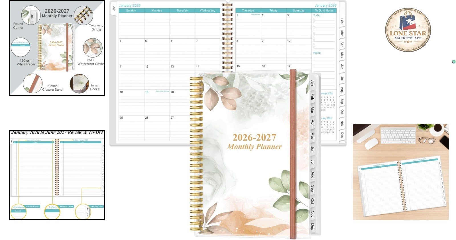 18- Planner 2026-2027 – 9″ x 11″, Inner Pocket & Twin-Wire Binding
