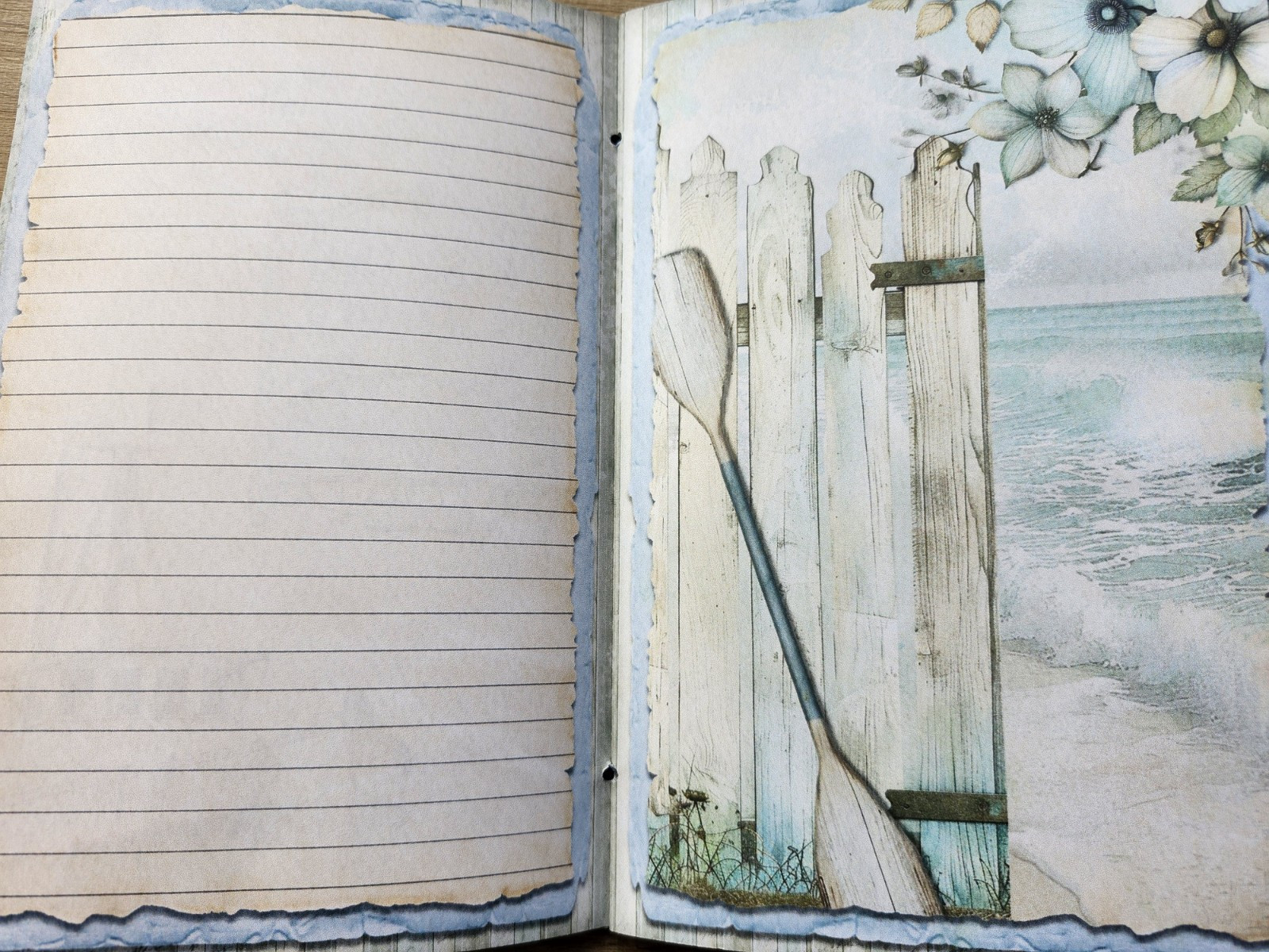 Junk Journal Booklet “BEACH HOUSE” HANDMADE Beach Ocean Sea Vacation 6″x9″ 40pg
