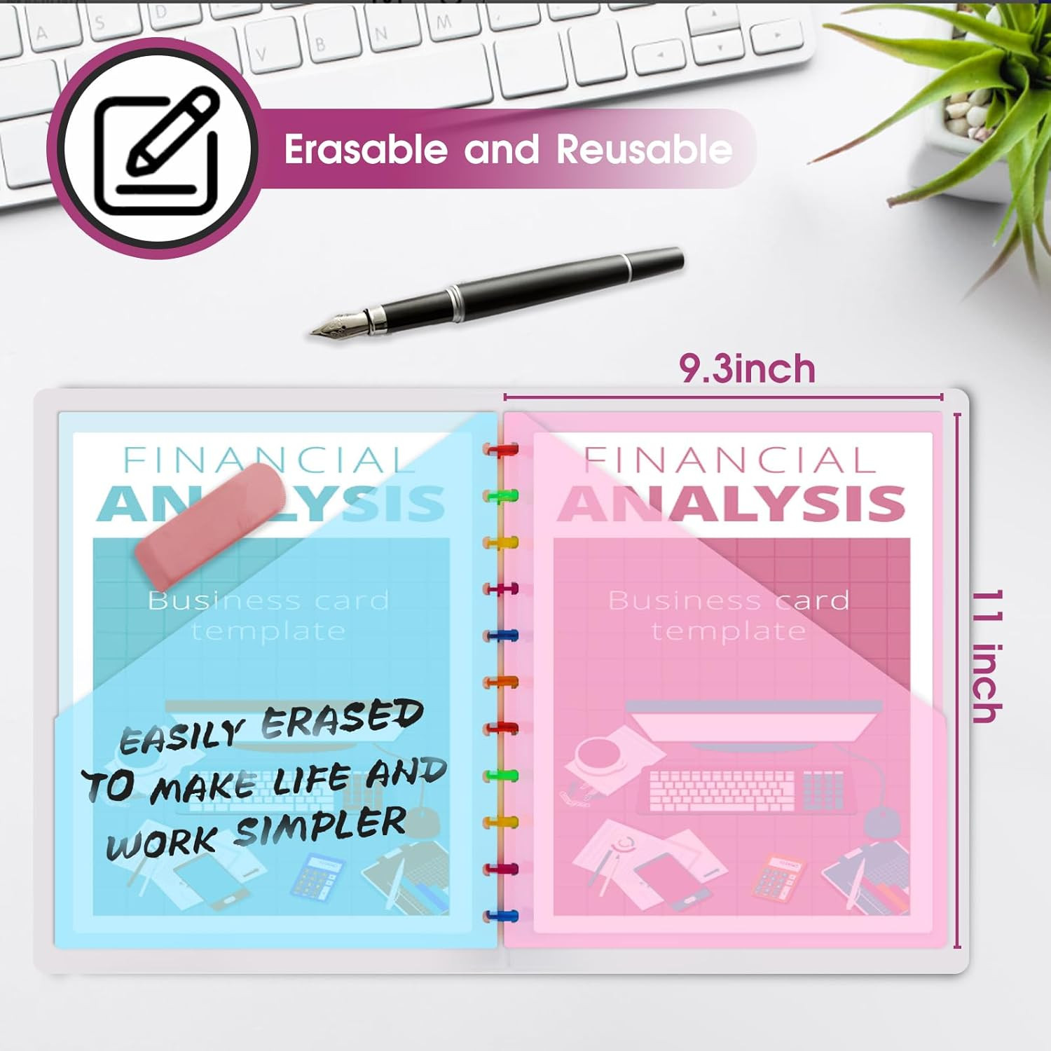 8 PCS Discbound Dividers Letter Size Disc Planner 2 Pocket Fit 8.5″ x 11″ Paper