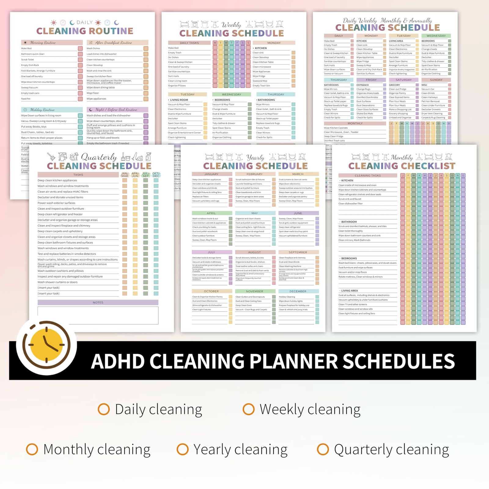 ADHD Cleaning Planner for Adults Women, 8.5 X 11 inches, Green