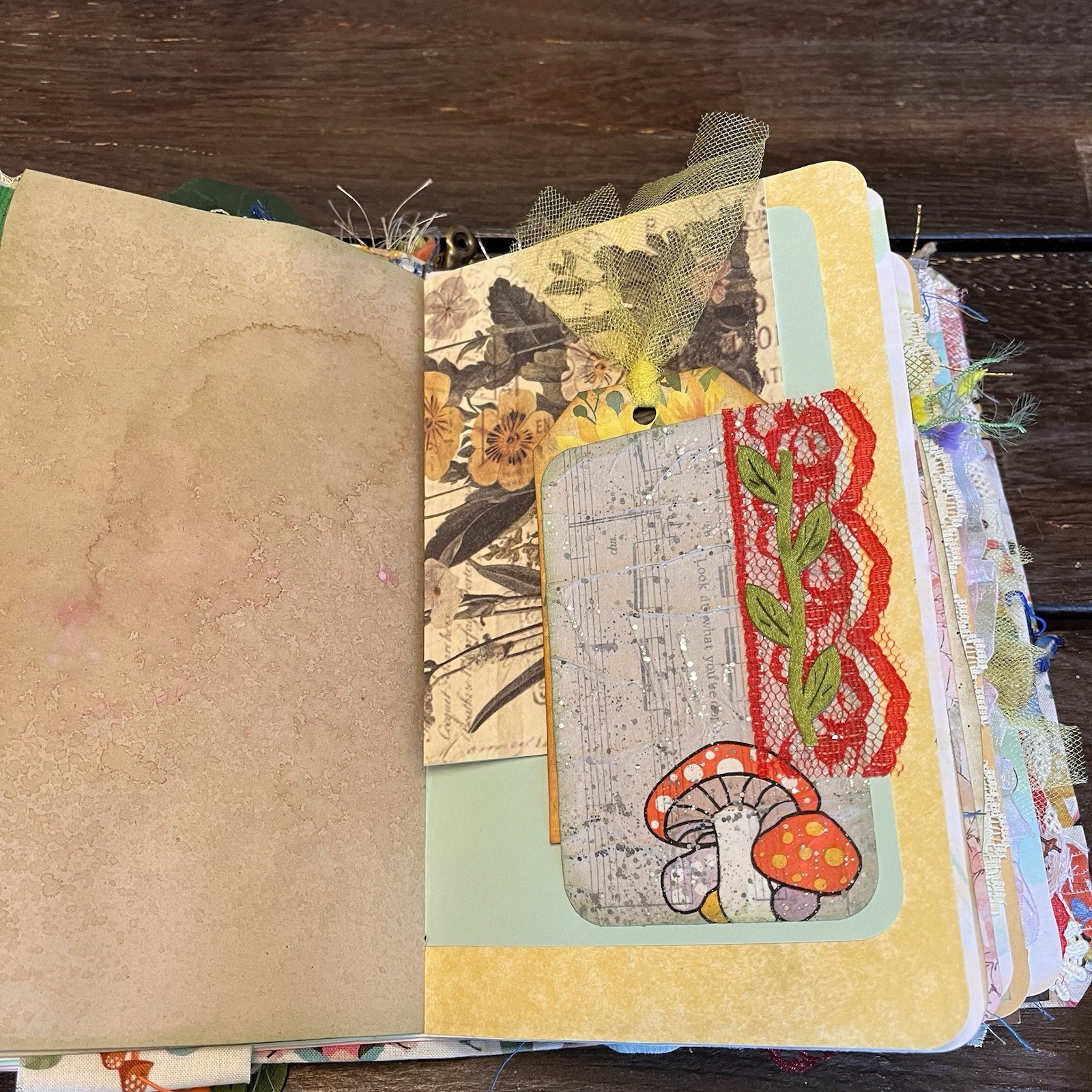 Gnome Sunflower Themed Junk Journal Woodland Nature Softcover 3 Signatures