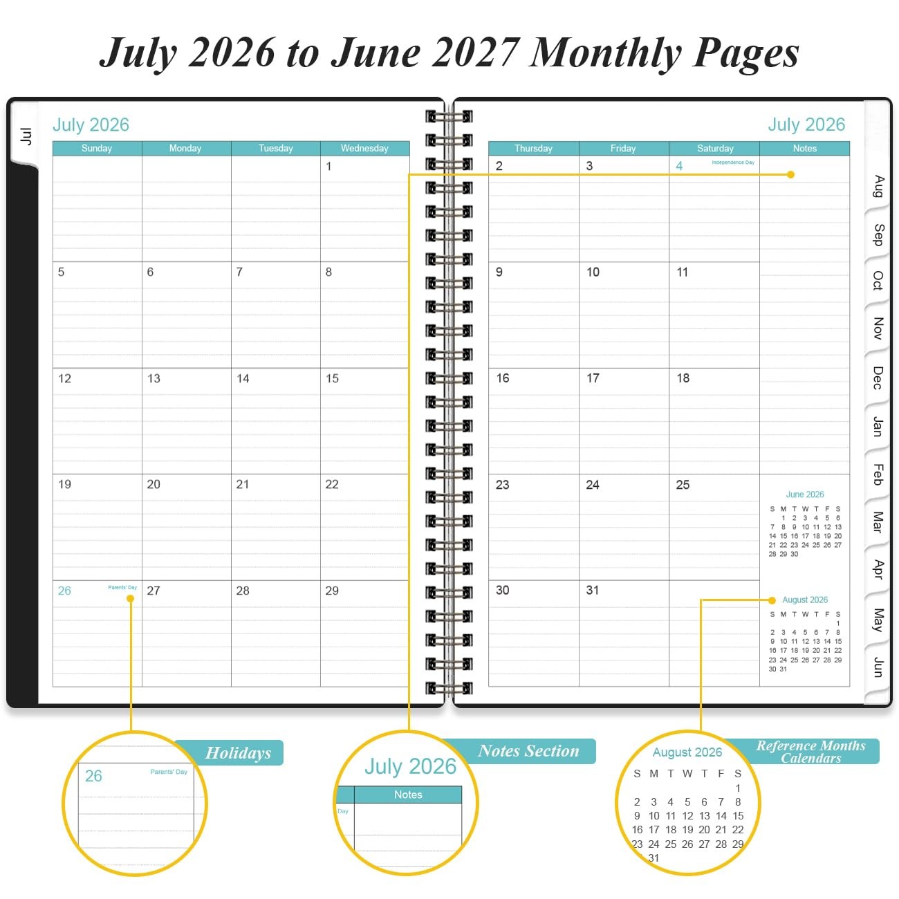 2026-2027 Appointment Book – Daily Hourly 6.4″ x 8.5″, Black