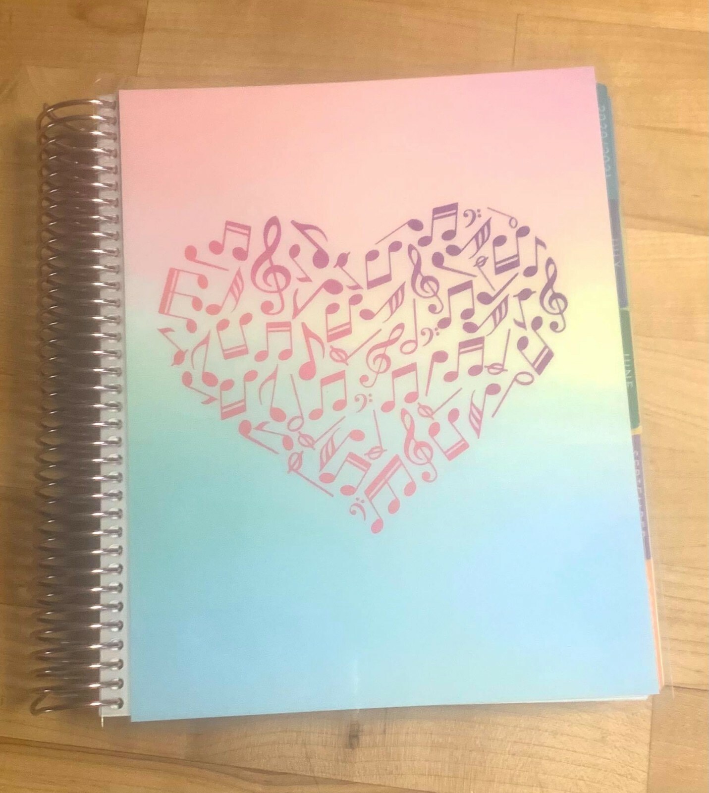 Music Notes Heart Rainbow Ombre Cover Set 4 use w/ Erin Condren Planner