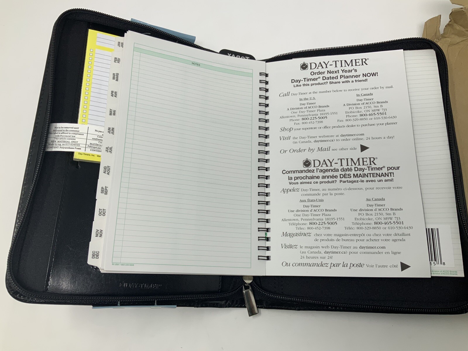 Day-Timer Wire-Bound Leather Organizer System Black #D68515