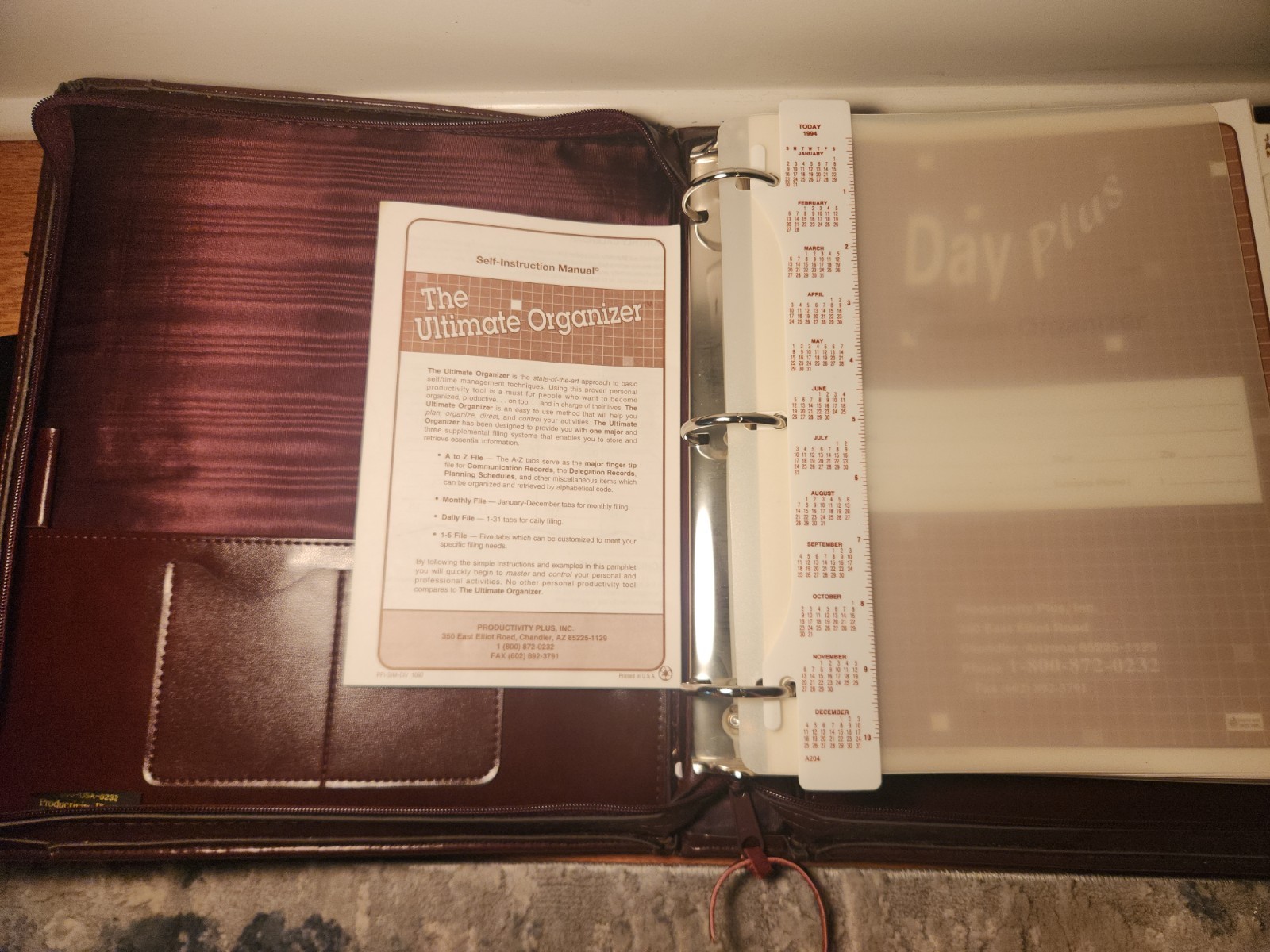 1995 Ultimate Organizer by Productivity Plus Brown Faux Leather Vintage Planner