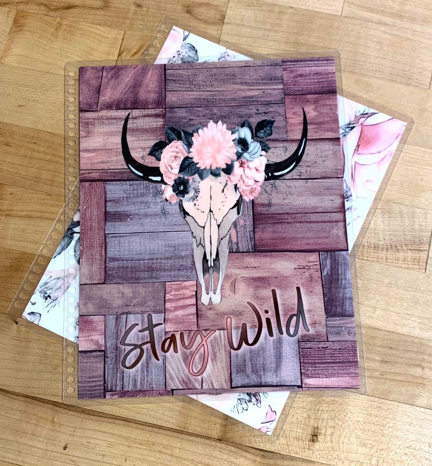 “Stay Wild” Flower Rose Bull Skull Cover Set 4 use w/ Erin Condren Life Planner