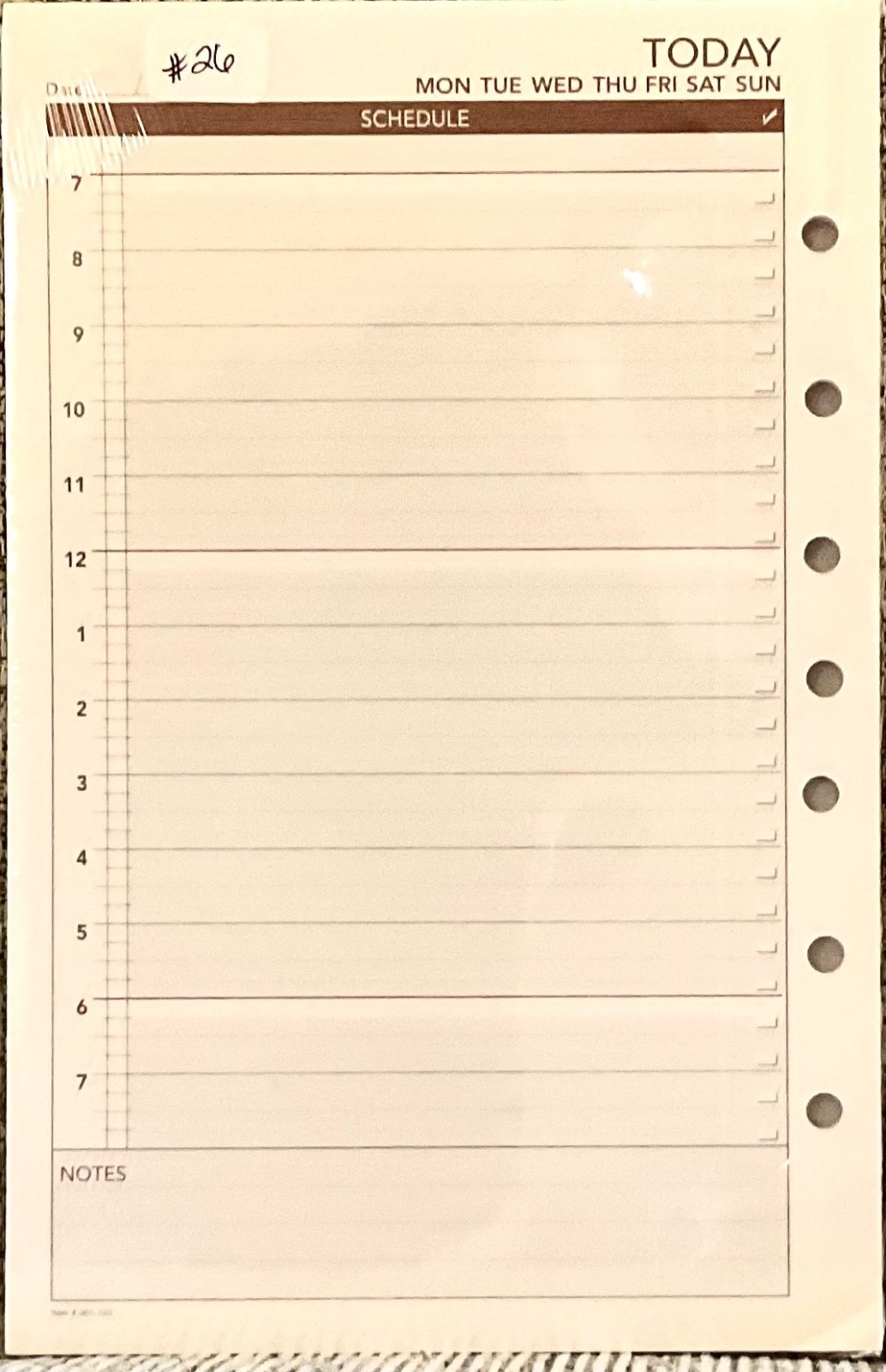 NEW Day Runner DAILY PLANNING PAGES 5 1/2” x 8 1/2” 7 Ring Size 4 Planner #26
