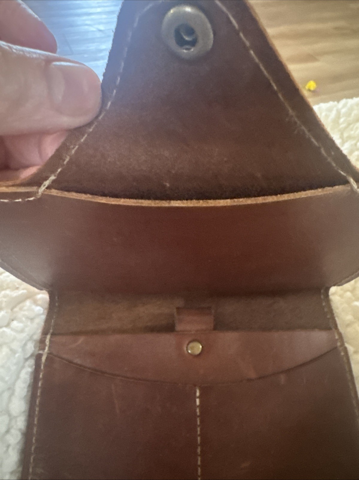 Holtz Genuine Kid Leather Portfolio Snap Latch Pockets Wallet Notebook Brown