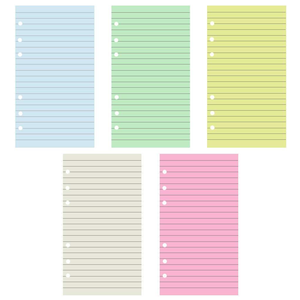5-Color Loose Leaf Planner Filler Paper for Personal Size Organizer Binder