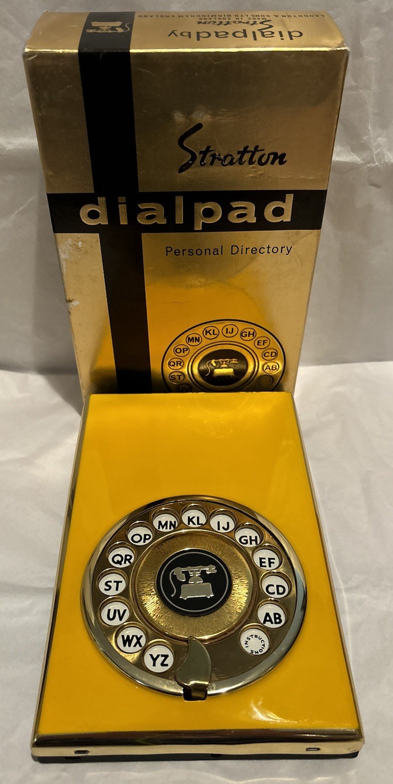 1950s Rare YELLOW DIALPAD BY STRATTON MADE ENGLAND MECHANICAL ADDRESS BOOK MIB