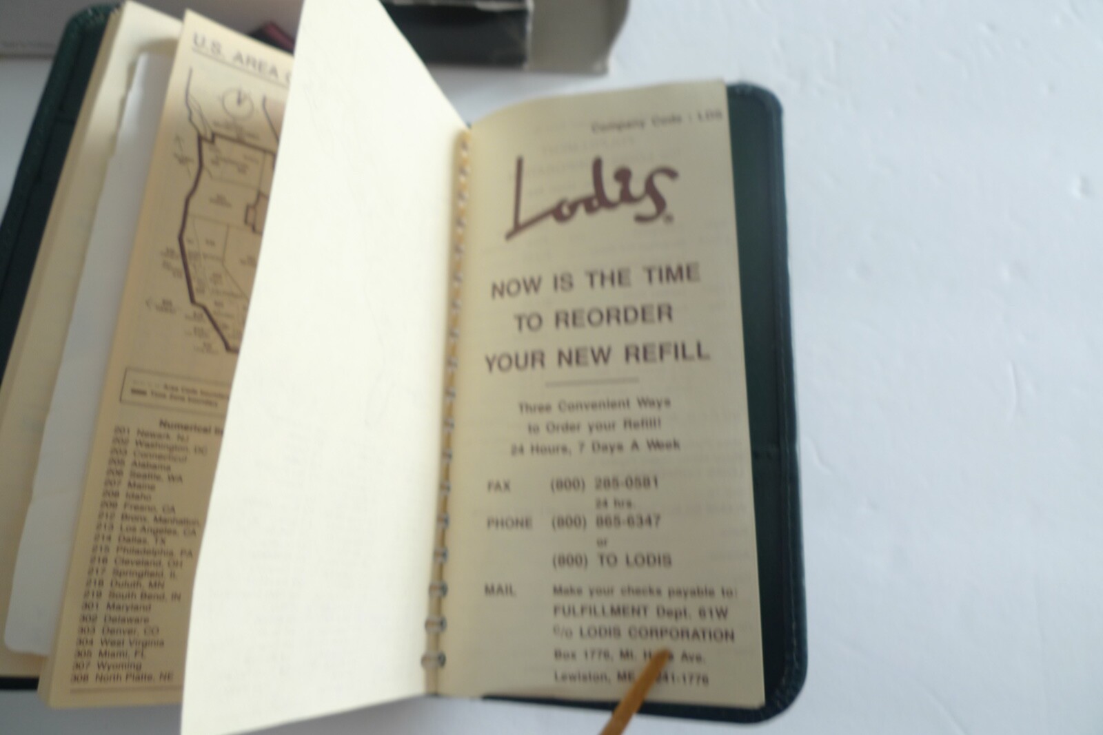 LODIS- LEATHER POCKET AGENDA- NEW OLD 1996 STOCK- IN PACKAGE-GREEN LEATHER