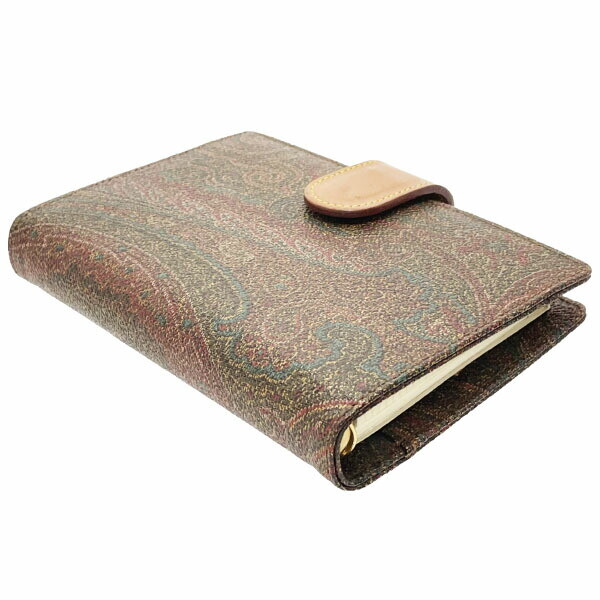 ■Authentic ETRO Notebook Cover Paisley Agenda PVC Leather Multicolor Brown ETRO