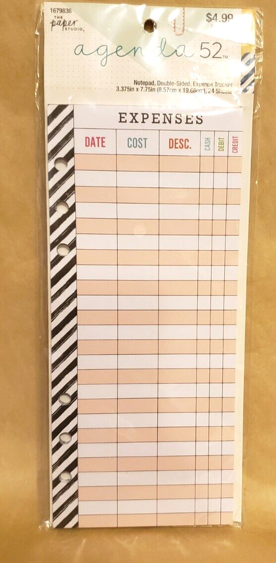 Agenda 52 Personal Size Double-Sided Expense Tracker Notepad