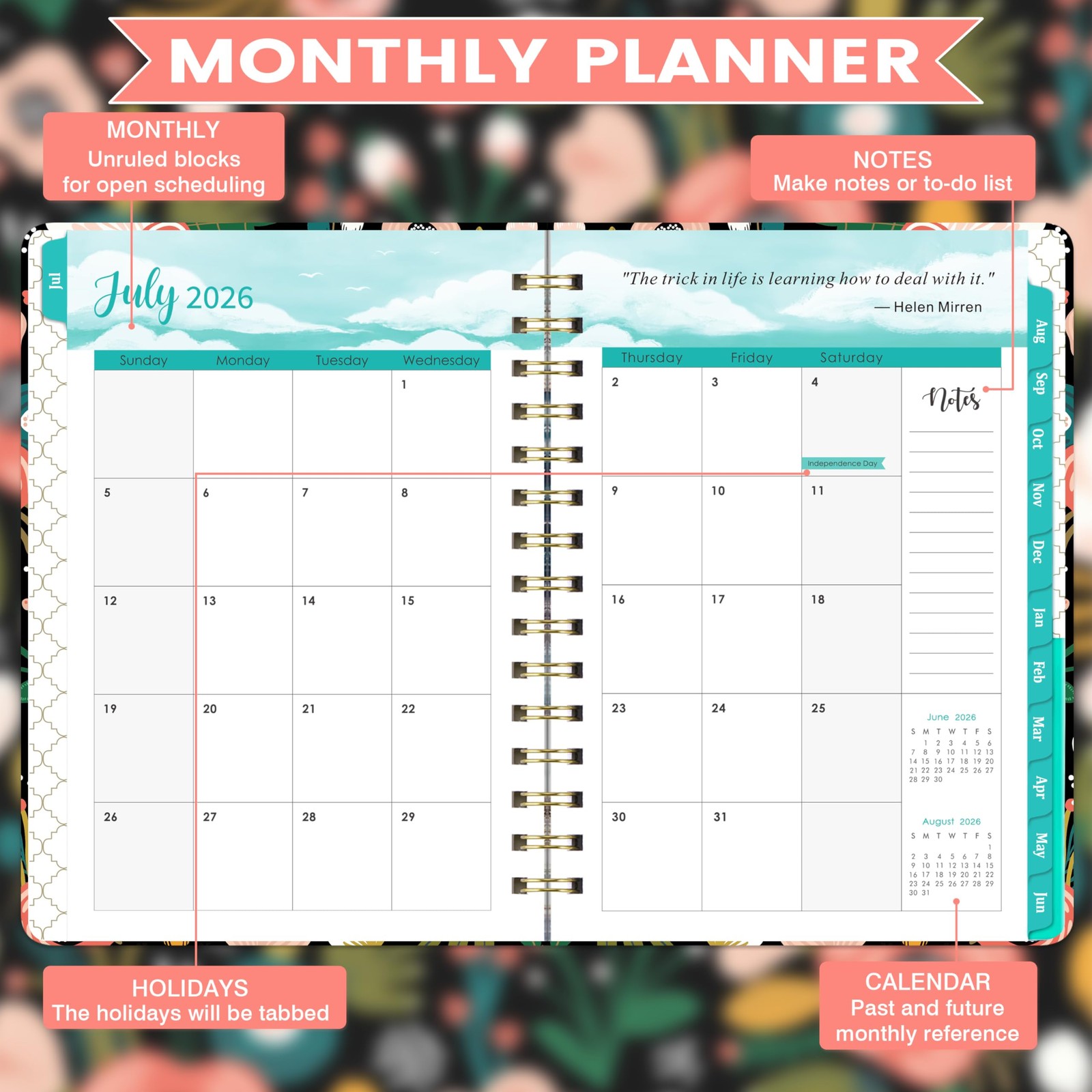 Planner 2026-2027 – Weekly Monthly from July 6.4 x 8.5 inches, Black