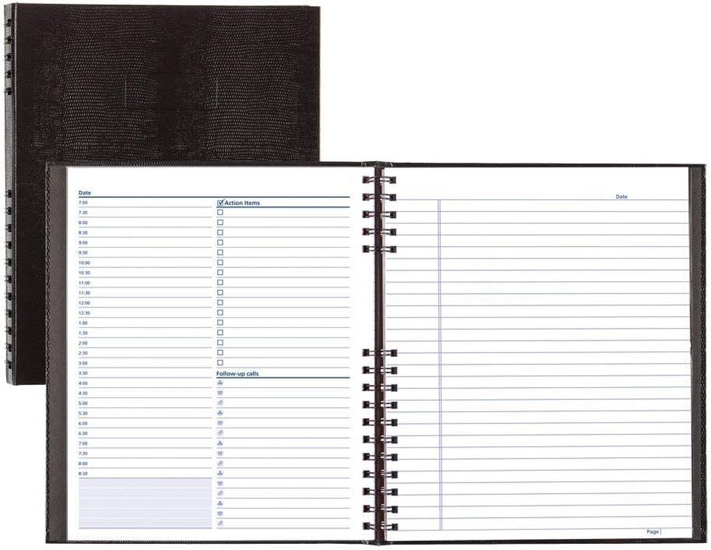 Notepro Undated Daily Planner, Black, 200 Pages,10 3/4 X 8-1/2 Inches (Pack of 5