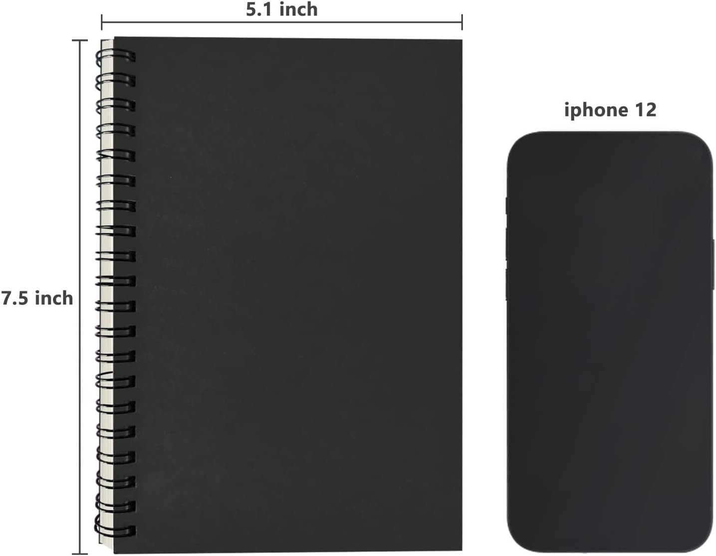 Blank Spiral Notebook, 2-Pack, Soft Cover, Sketch Book, 100 Pages / 50 Sheets, 7
