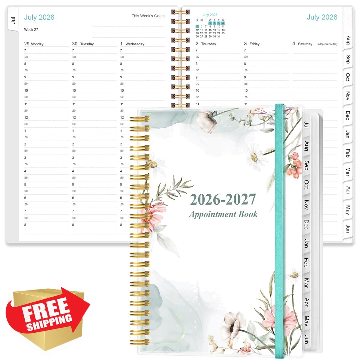 Yaridar Pink-Floral 6.4″x8.5″ Appointment Book