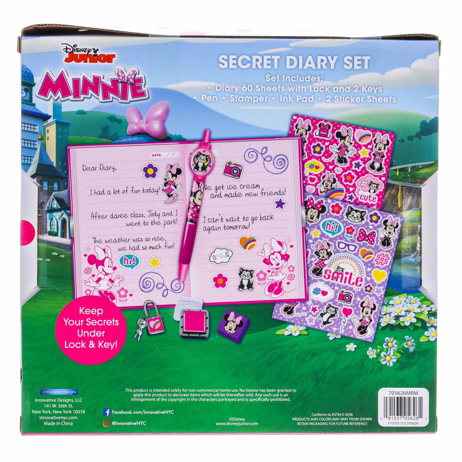 Disney Minnie Mouse 8pc Diary with Lock Stationery Set Girls Ages 3 and Up