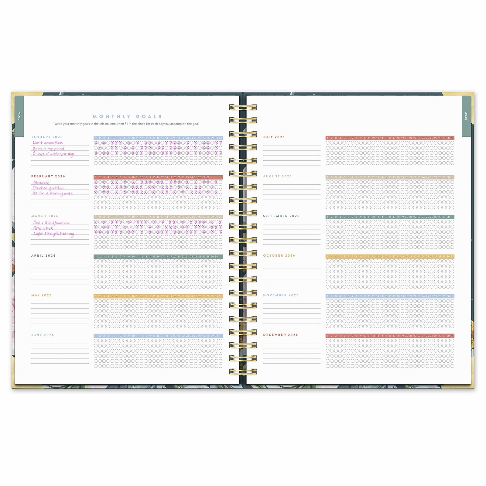 2026 Bella Flora Planner 11×9 Weekly Monthly Spiral Agenda