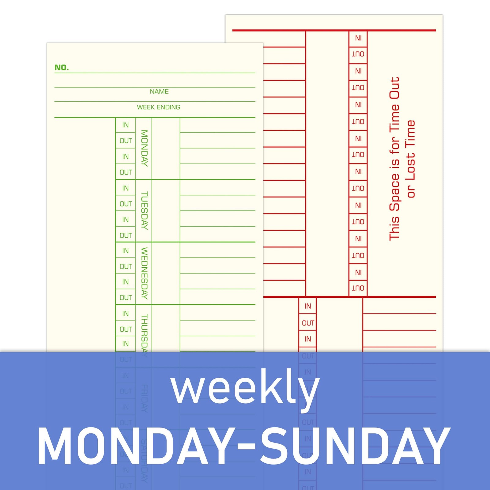 Weekly Time Cards 2-Sided, Named Days, 3-3/8″ x 8-1/4″, 500-Count, Time…