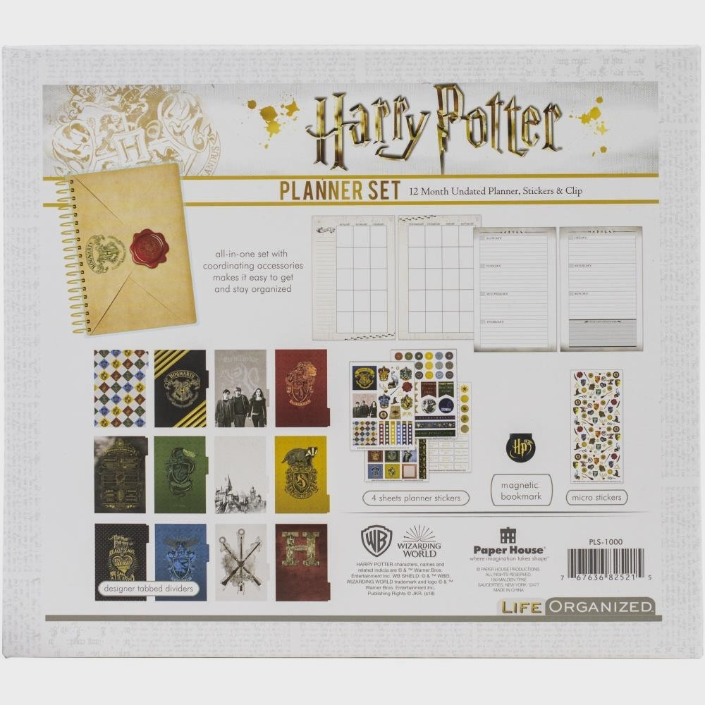 Harry Potter Planner Set 12 Month Undated Planner Stickers & Clip New
