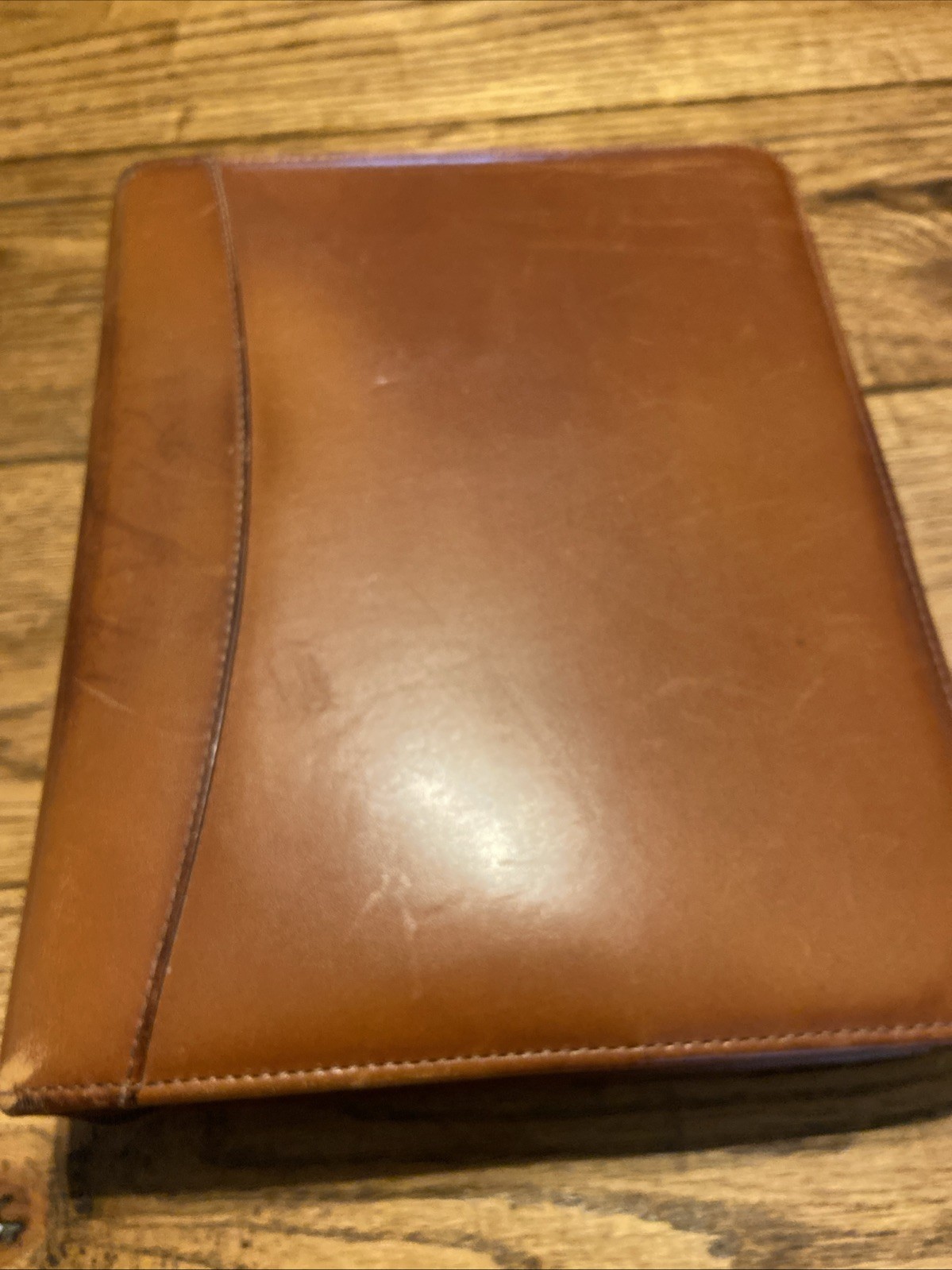 Vintage Franklin Quest Full Grain Aniline Leather Zip Planner Organizer Binder
