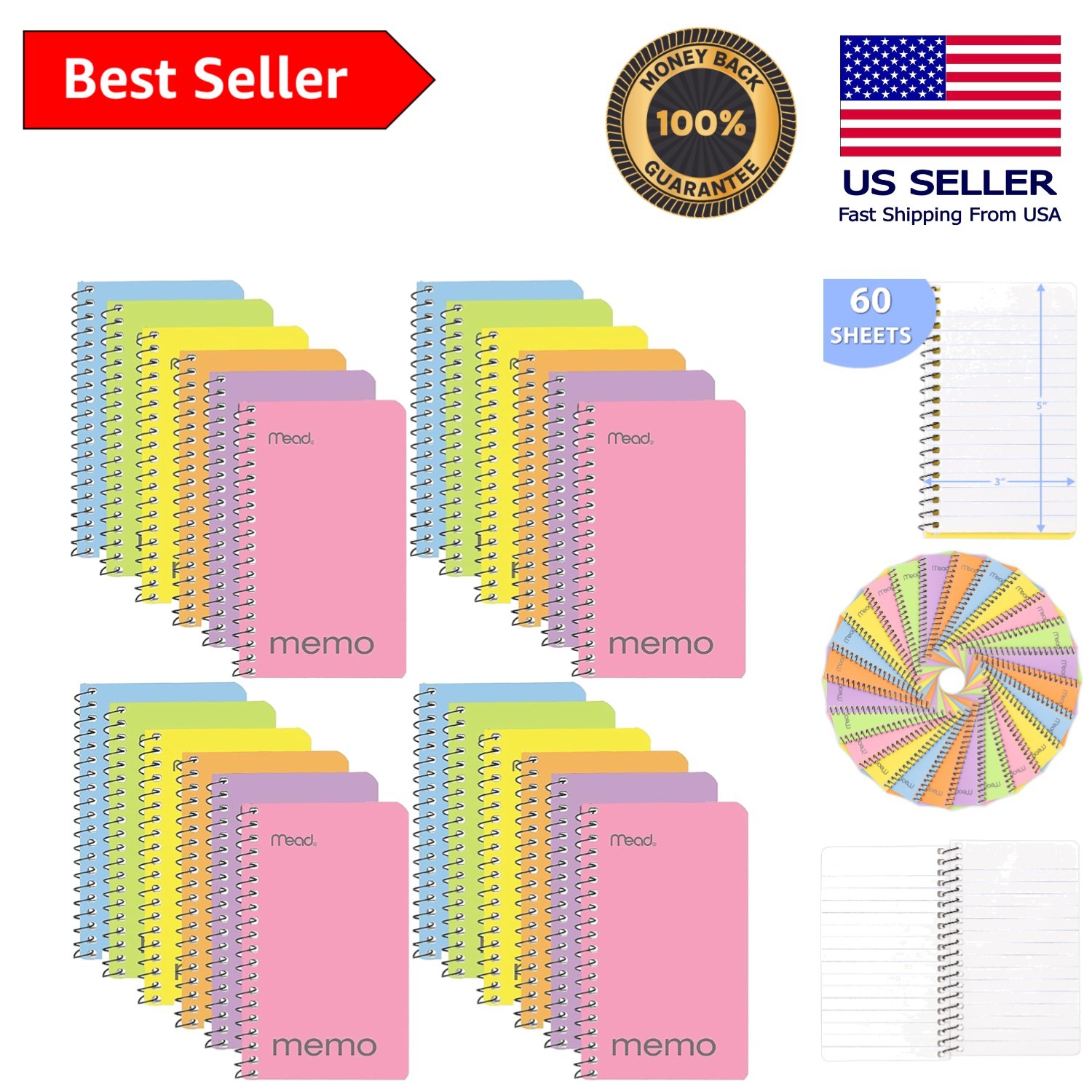 Personalized 24 Pack of 3×5 Pastel Notebooks – Ideal for Notes & Journals